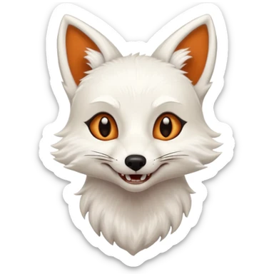 Female white fox with bared teeth sticker