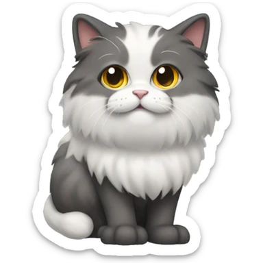 full body of a fluffy cat, standing sideways sticker