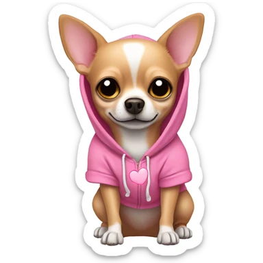 Chihuahua wearing a pink heart hoodie sticker