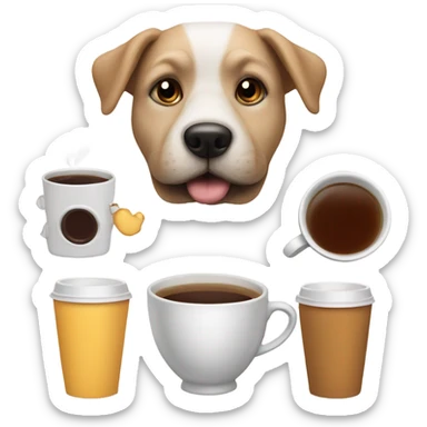 Dog drink coffe and tea  sticker