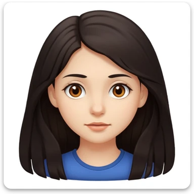 Yo, de cabello largo y oscuro, piel blanca, ojos café, tierna  sticker