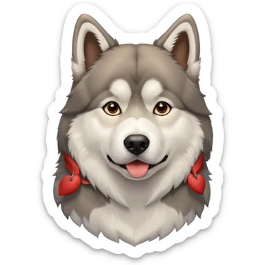 Alaskan Malamute dog, park, people sticker