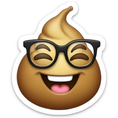 Happy poop with glasses sticker