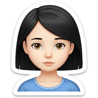 a kid girl with black straight hair sticker