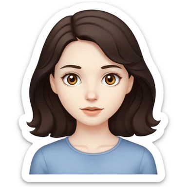 pale skin girl with brown eyes. medium slightly wavy dark hair sticker