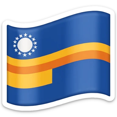 A flag whit darkblue, blue, white, yellow and orange and has 5 stripes sticker