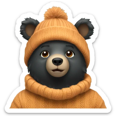 Black bear in a beanie and sweater  sticker
