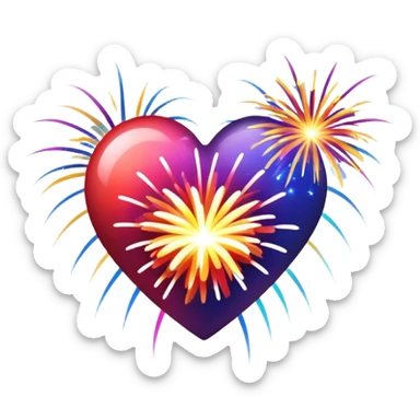 a heart with fireworks sticker