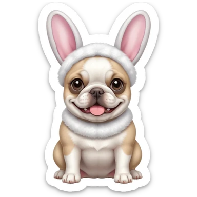 French Bull dog dressed as Easter bunny dancing  sticker