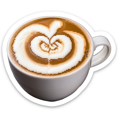 cappuccino in a mug with visible foam sticker