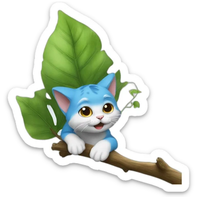 smurf cat qui tien une branche avec un escargo sticker