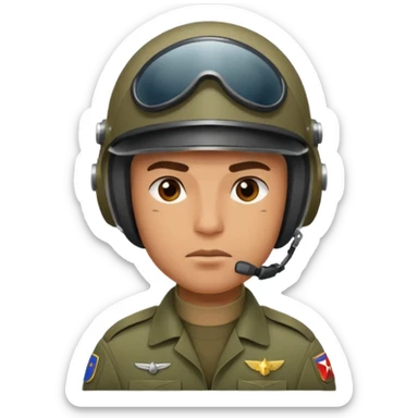 a brutal male military pilot in an aviation helmet and a modern uniform. maximum quality sticker