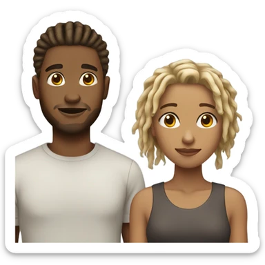 Light brown guy with dreads dark brown girl with short blonde haircut sticker