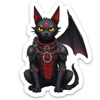 cool edgy black punk red ethereal fantasy nargacuga-bat-cat-Fakemon collar harness full body sticker