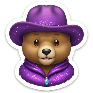 Urso adulto com boné roxo com glitter sticker