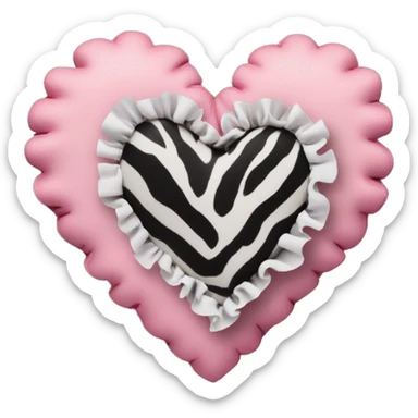pink heart with ruffles and zebra print sticker