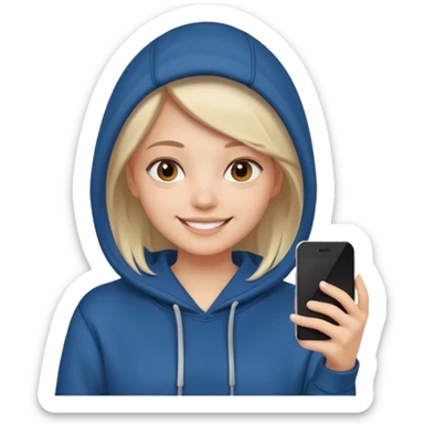 smiling girl in hoodie selfie sticker