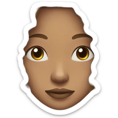 face of a woman with long big brown thick curly dreadlocks, her eyes closed and she is blushing sticker