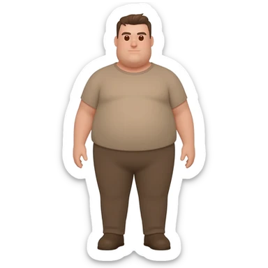 Obese light brown man standing sticker