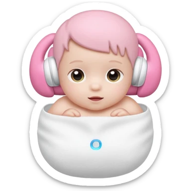 a cute baby in a white diaper and pink airpod sticker
