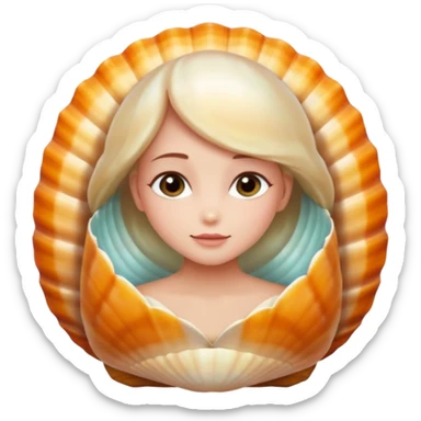 Soft, nurturing, or a bit shy. Very polite and kind. woman in a shell 
more dinamic emoji  sticker