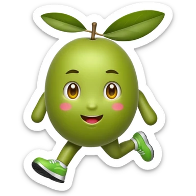 olive fruit running, cute sticker