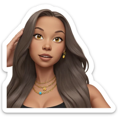 girl with long hair jewelry sticker