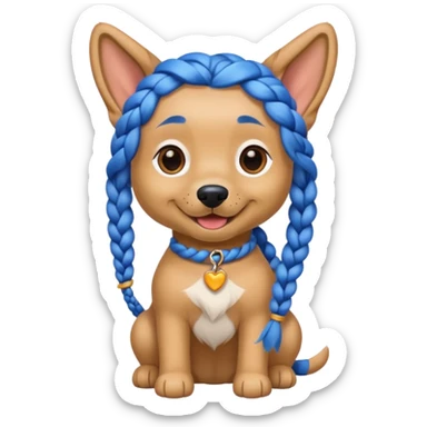 blue braided haired dog sticker