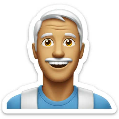 A happy man with eyes wide open with a line of salt in front of him  sticker