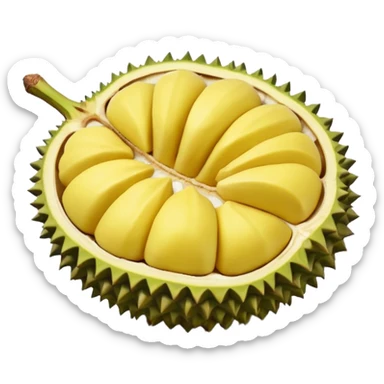 Emoji durian yg terbuka seperempat dan telihat isinya  sticker