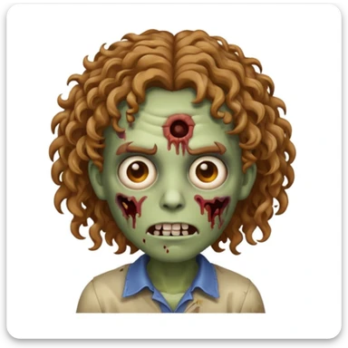 emoji de zumbi cabelo cacheado castanho claro e olho castanho sticker