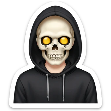a skull face ￼ with a hoodie on sticker