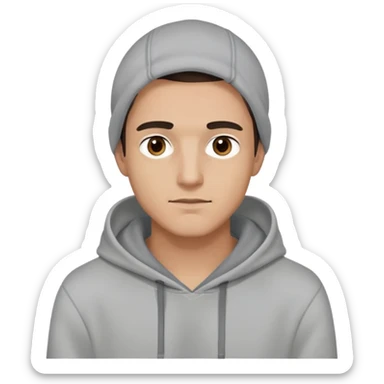 male in grey hoodie relaxing dark eyes sticker
