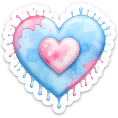 white heart with a watercolor splash sticker