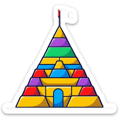A cheerful pyramid of rainbow colored building blocks with cute faces sticker