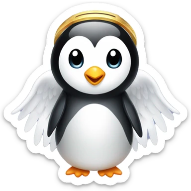 Penguin with angel wings and a halo sticker