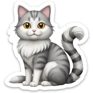 a grey and white cat sitting regally sticker
