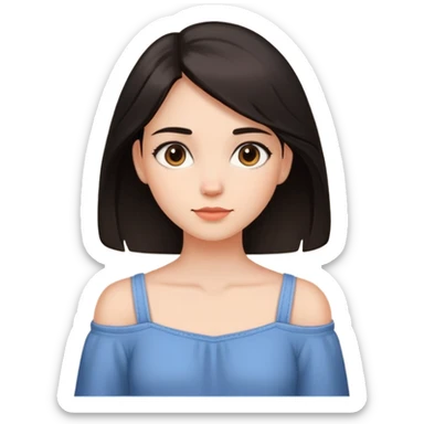 A girl mid length dark hair reaching her shoulders  sticker