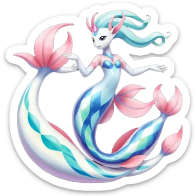 Primarina-Meloetta-Cresselia-Milotic-Amaura-Pokémon-Fakémon-fusion, full body sticker