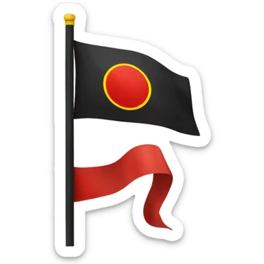Black and red flag with medium yellow circle in the middle sticker