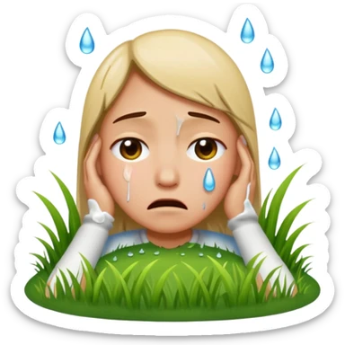 A person melting into the grass And crying  sticker