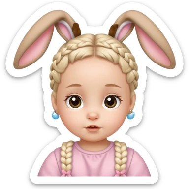 bunny ear accessory wearing baby braided hair sticker