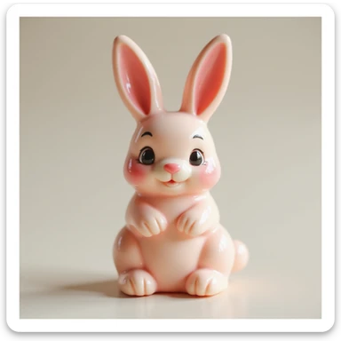 realistic candy shaped like a cute bunny, photorealistic style sticker