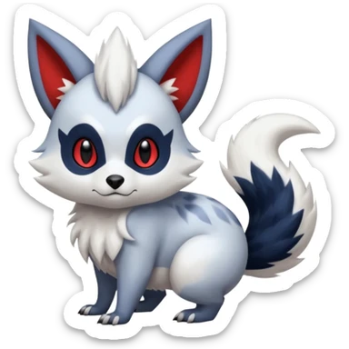 furry fuzzy Absol-Zorua-Furret-Zangoose-Chinchilla-fusion-animal-Fakémon-hybrid-creature  sticker