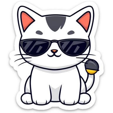 Cat with sunglasses sticker