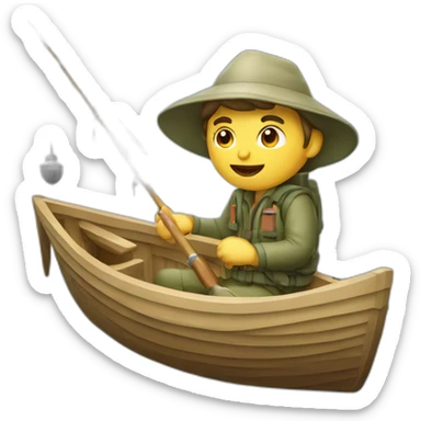 white fisherman in a small boat fishing sticker