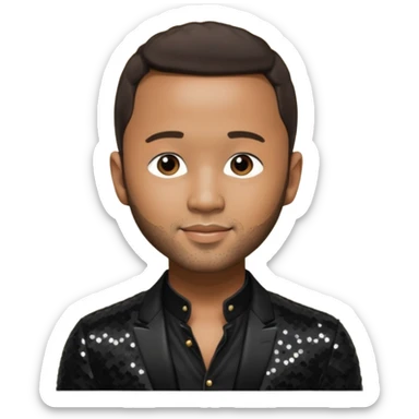 John Legend with dark brown hair, black sequin outfit sticker