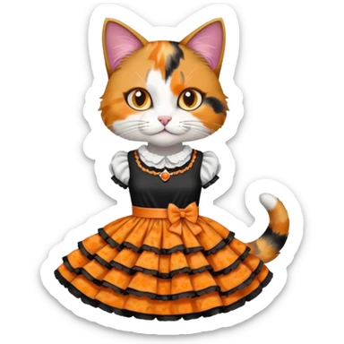 a cat wearing a dress sticker