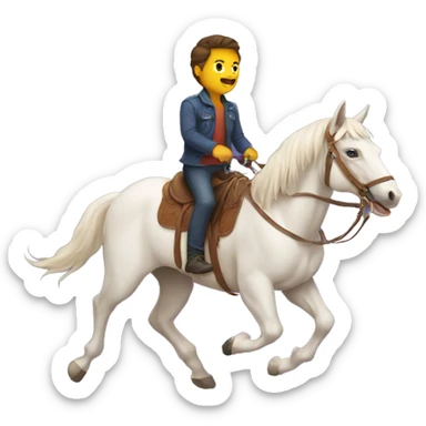 Dude riding a cat like a horse sticker
