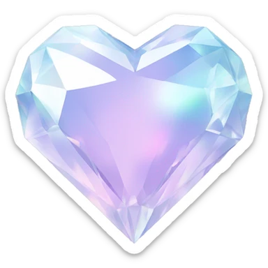 Pastel White iridescent diamond heart sticker